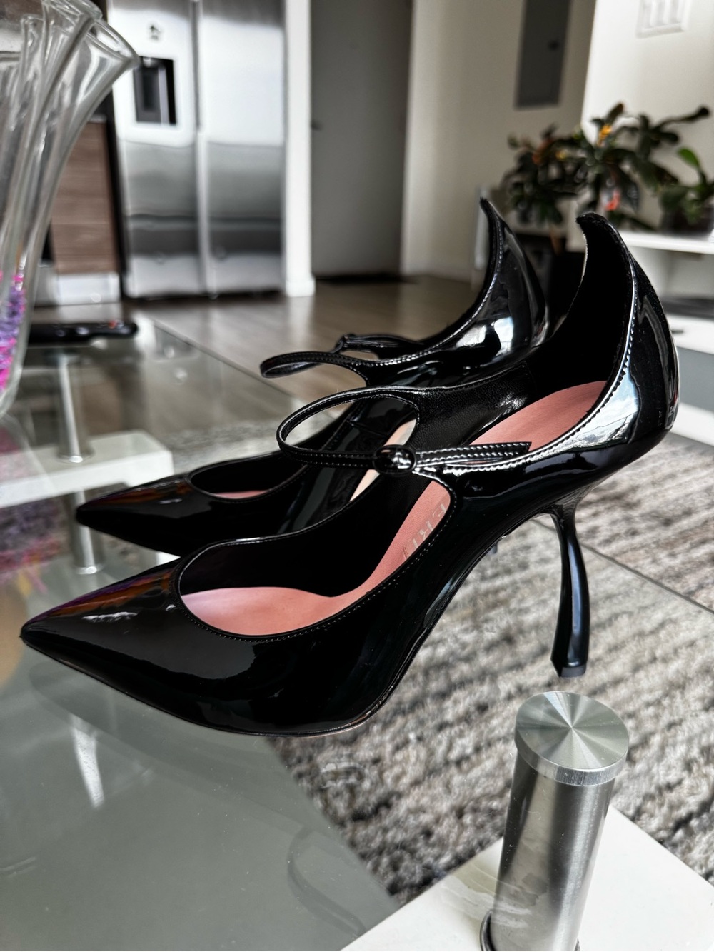 Black Patent Mary Jane Pointed Stiletto Heels